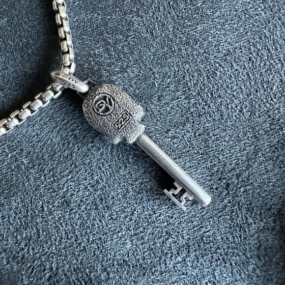 David Yurman Chevron Pendant & Skull Key Pendant w/ Pavé Black Diamonds Necklace - Picture 11 of 16